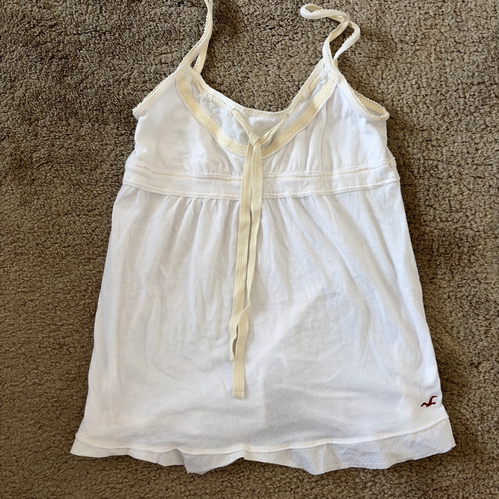 Vintage Y2K White Hollister Babydoll Bella Swan Lace Tie Camisole Size Large